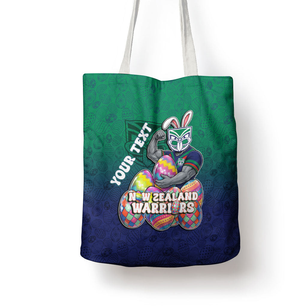 Personalized New Zealand Warriors Tote Bag Easter Mascot - Colorful Eggs Cartoon Style