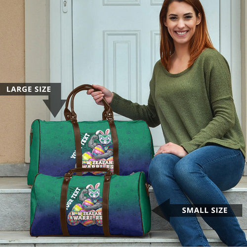 Personalized New Zealand Warriors Travel Bag Easter Mascot - Colorful Eggs Cartoon Style