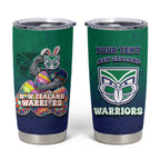 Personalized New Zealand Warriors Tumbler Cup Easter Mascot - Colorful Eggs Cartoon Style
