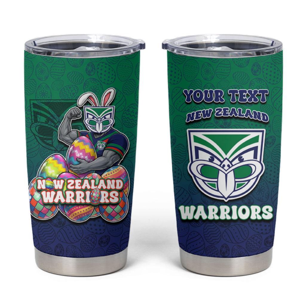 Personalized New Zealand Warriors Tumbler Cup Easter Mascot - Colorful Eggs Cartoon Style