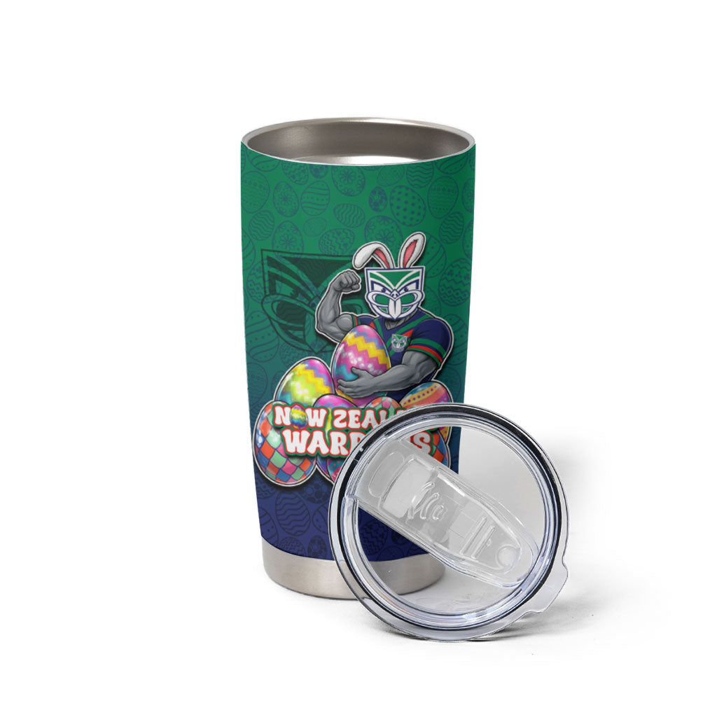 Personalized New Zealand Warriors Tumbler Cup Easter Mascot - Colorful Eggs Cartoon Style
