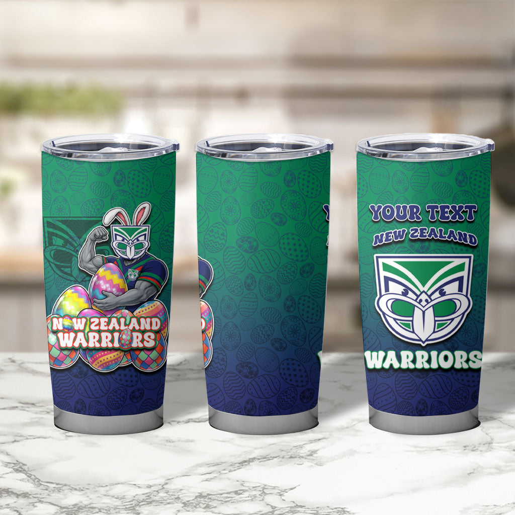 Personalized New Zealand Warriors Tumbler Cup Easter Mascot - Colorful Eggs Cartoon Style