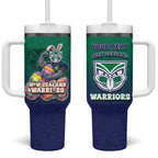 Personalized New Zealand Warriors Tumbler With Handle Easter Mascot - Colorful Eggs Cartoon Style