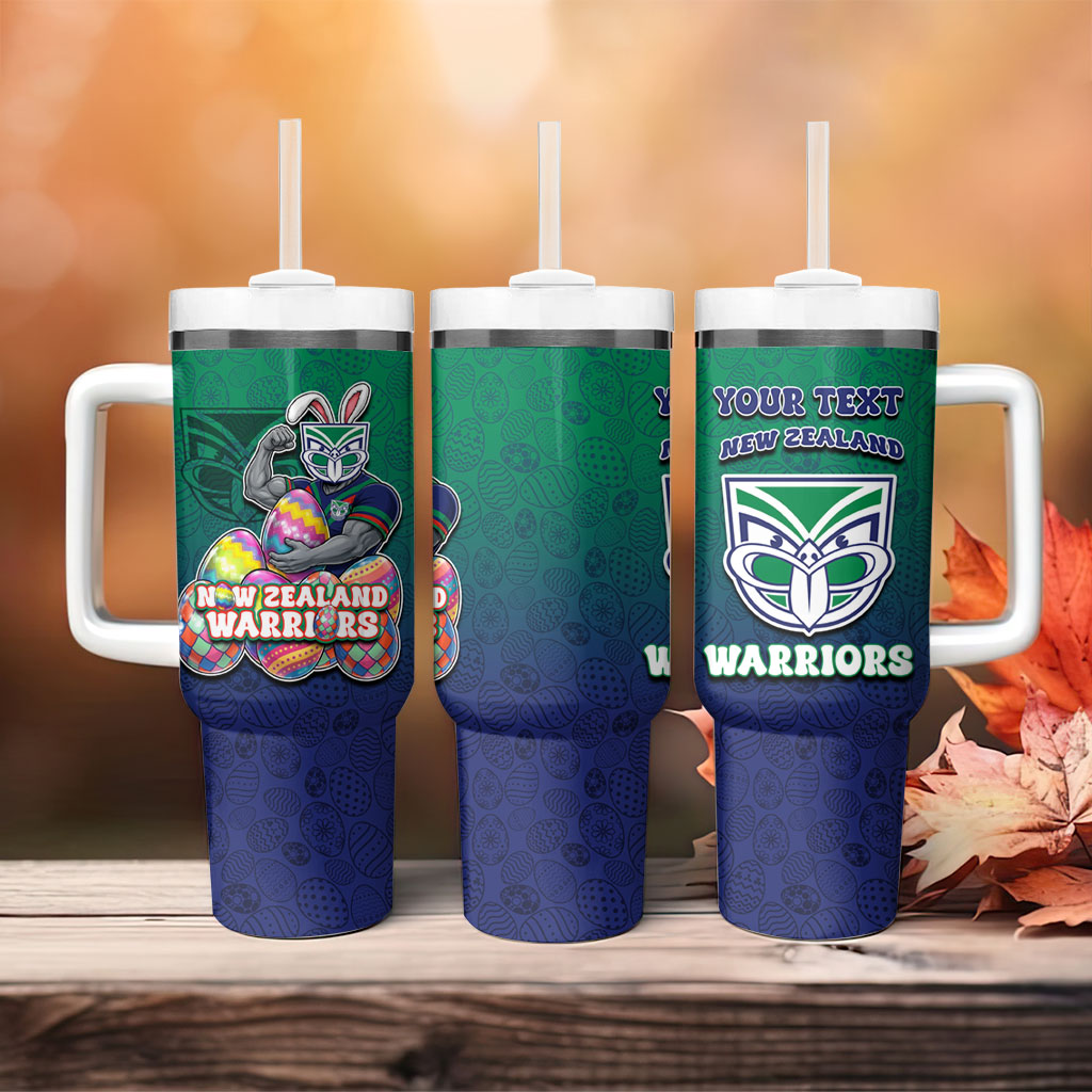 Personalized New Zealand Warriors Tumbler With Handle Easter Mascot - Colorful Eggs Cartoon Style