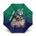 Personalized New Zealand Warriors Umbrella Easter Mascot - Colorful Eggs Cartoon Style