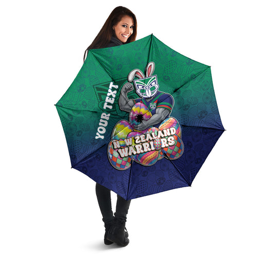 Personalized New Zealand Warriors Umbrella Easter Mascot - Colorful Eggs Cartoon Style