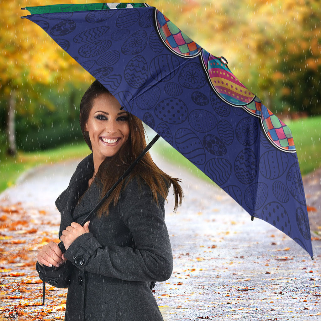 Personalized New Zealand Warriors Umbrella Easter Mascot - Colorful Eggs Cartoon Style