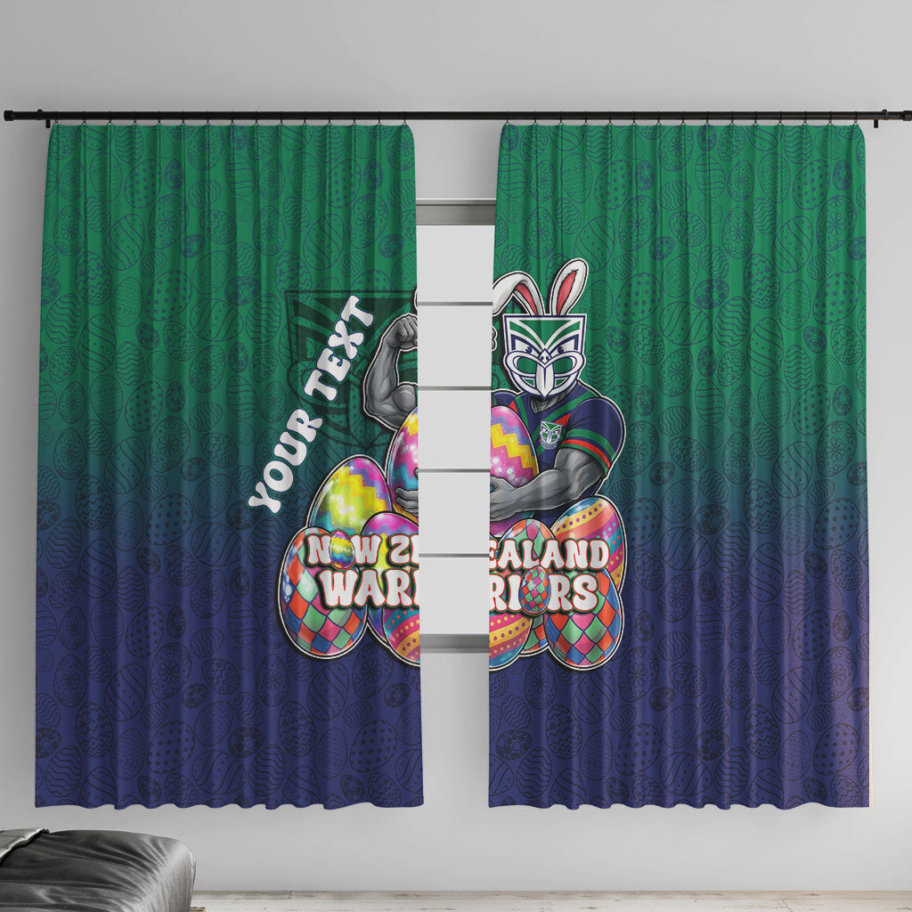 Personalized New Zealand Warriors Window Curtain Easter Mascot - Colorful Eggs Cartoon Style