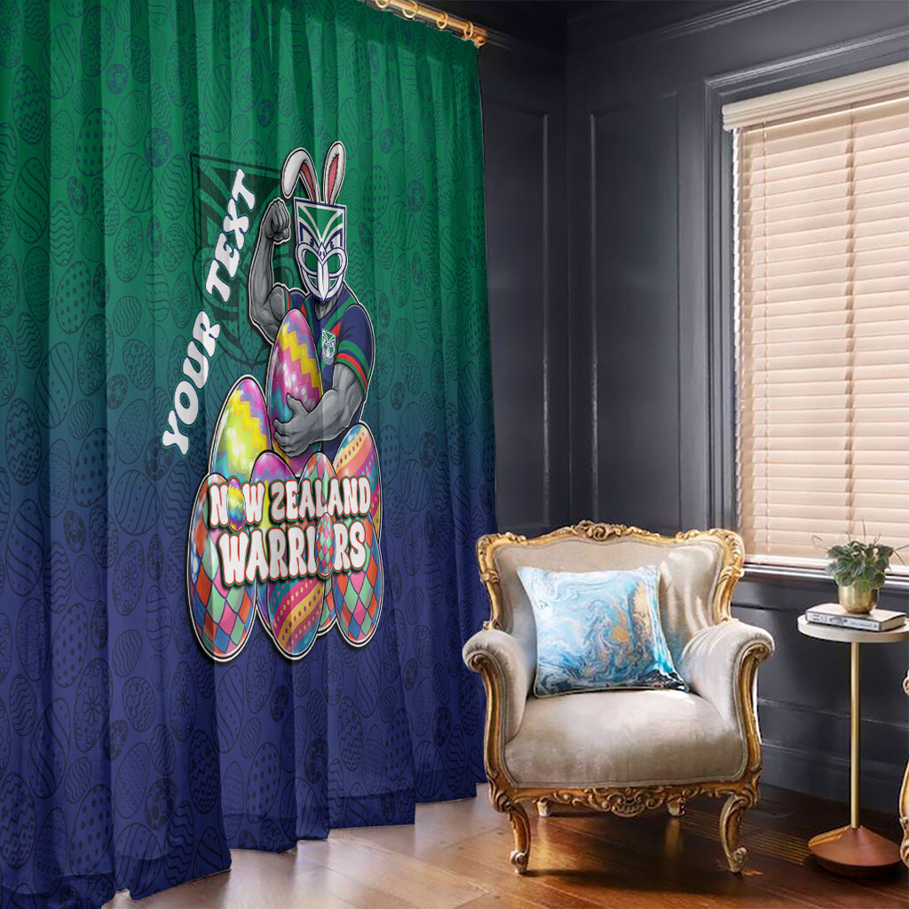 Personalized New Zealand Warriors Window Curtain Easter Mascot - Colorful Eggs Cartoon Style