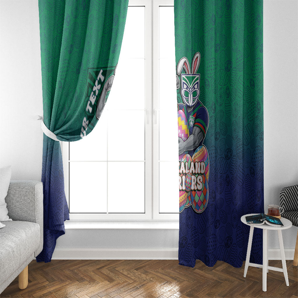 Personalized New Zealand Warriors Window Curtain Easter Mascot - Colorful Eggs Cartoon Style