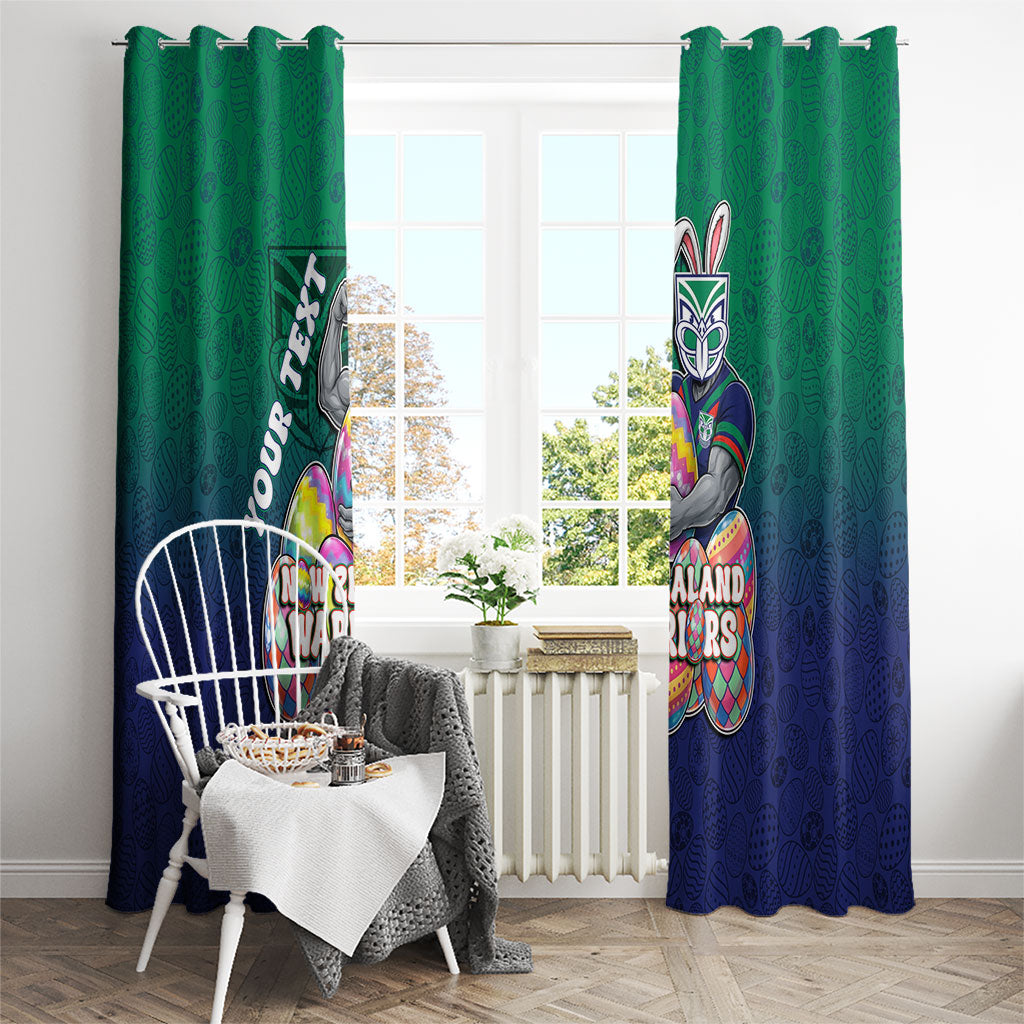 Personalized New Zealand Warriors Window Curtain Easter Mascot - Colorful Eggs Cartoon Style