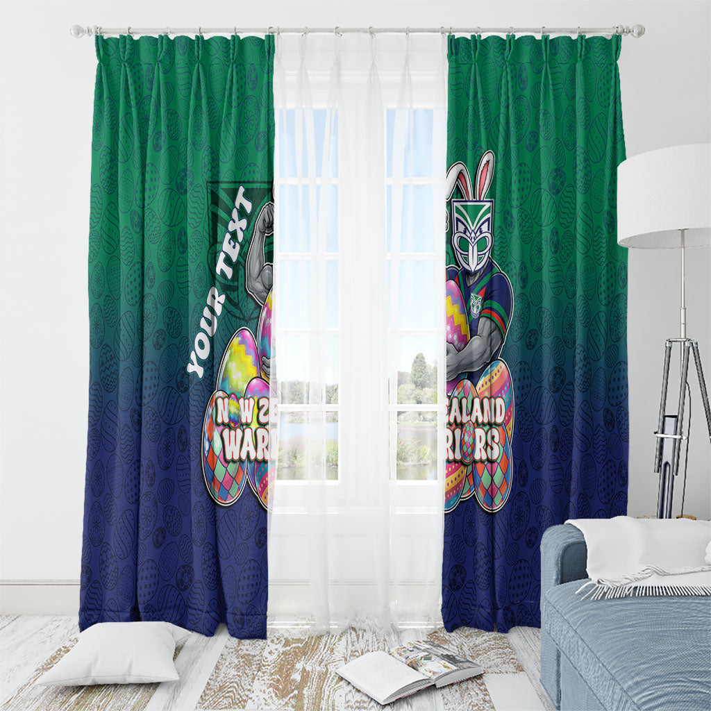 Personalized New Zealand Warriors Window Curtain Easter Mascot - Colorful Eggs Cartoon Style
