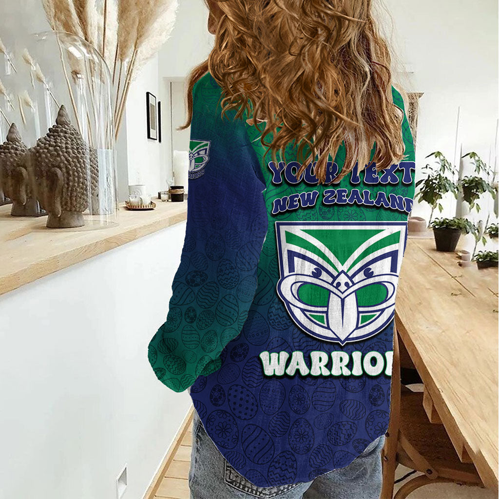 Personalized New Zealand Warriors Women Casual Shirt Easter Mascot - Colorful Eggs Cartoon Style
