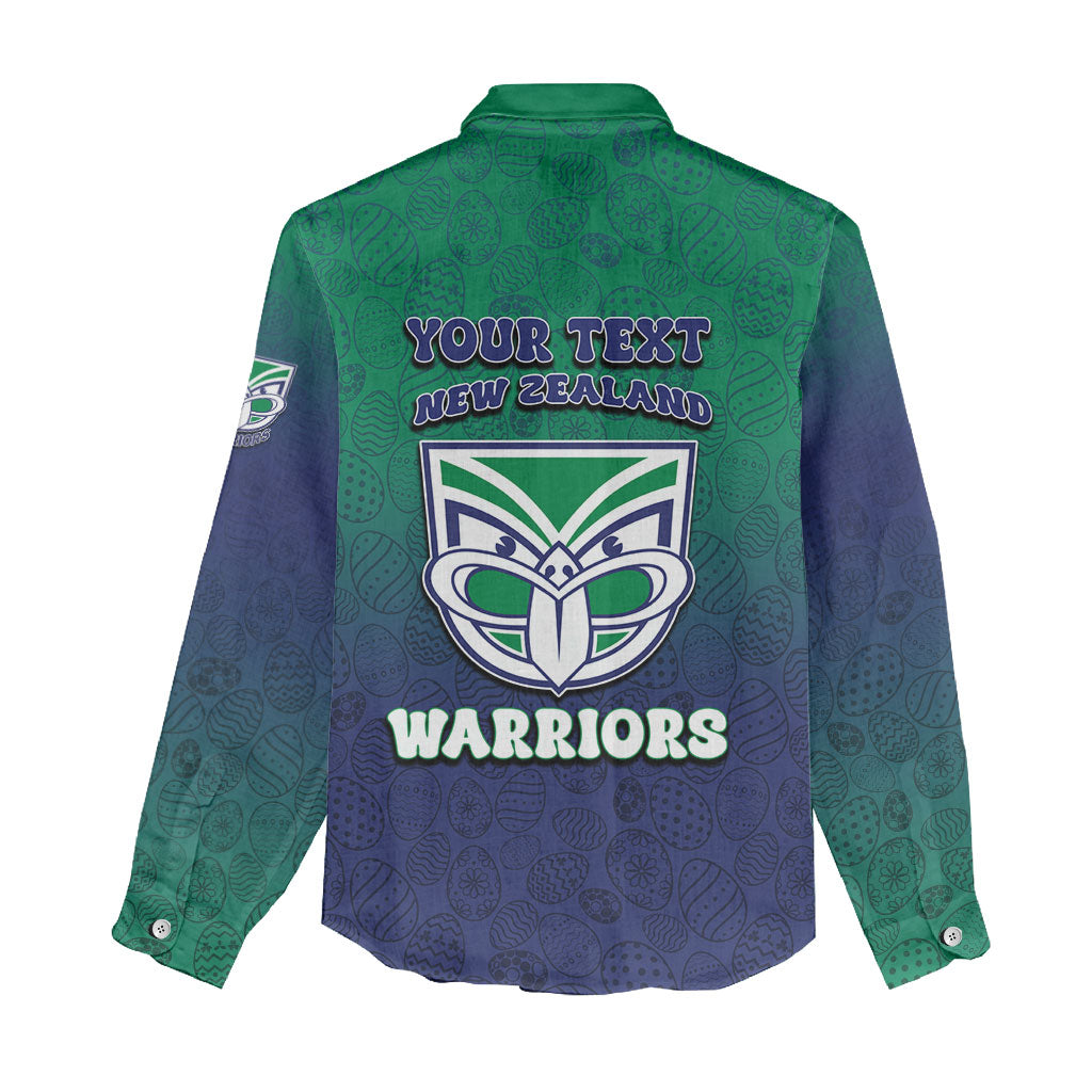 Personalized New Zealand Warriors Women Casual Shirt Easter Mascot - Colorful Eggs Cartoon Style