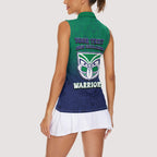 Personalized New Zealand Warriors Women Sleeveless Polo Shirt Easter Mascot - Colorful Eggs Cartoon Style
