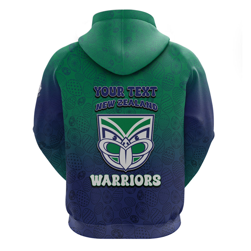 Personalized New Zealand Warriors Zip Hoodie Easter Mascot - Colorful Eggs Cartoon Style
