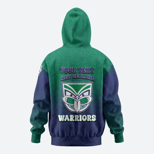 Personalized New Zealand Warriors Zip Hoodie Easter Mascot - Colorful Eggs Cartoon Style