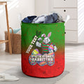 Personalized South Sydney Rabbitohs Laundry Basket Easter Mascot - Colorful Eggs Cartoon Style
