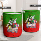 Personalized South Sydney Rabbitohs Laundry Basket Easter Mascot - Colorful Eggs Cartoon Style