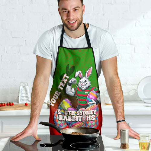 Personalized South Sydney Rabbitohs Apron Easter Mascot - Colorful Eggs Cartoon Style