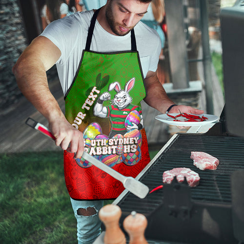 Personalized South Sydney Rabbitohs Apron Easter Mascot - Colorful Eggs Cartoon Style