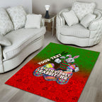 Personalized South Sydney Rabbitohs Area Rug Easter Mascot - Colorful Eggs Cartoon Style