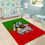 Personalized South Sydney Rabbitohs Area Rug Easter Mascot - Colorful Eggs Cartoon Style