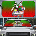 Personalized South Sydney Rabbitohs Auto Sun Shade Easter Mascot - Colorful Eggs Cartoon Style