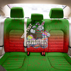 Personalized South Sydney Rabbitohs Back Car Seat Cover Easter Mascot - Colorful Eggs Cartoon Style