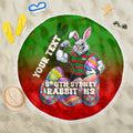 Personalized South Sydney Rabbitohs Beach Blanket Easter Mascot - Colorful Eggs Cartoon Style