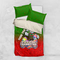 Personalized South Sydney Rabbitohs Bedding Set Easter Mascot - Colorful Eggs Cartoon Style