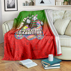 Personalized South Sydney Rabbitohs Blanket Easter Mascot - Colorful Eggs Cartoon Style