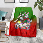 Personalized South Sydney Rabbitohs Blanket Easter Mascot - Colorful Eggs Cartoon Style