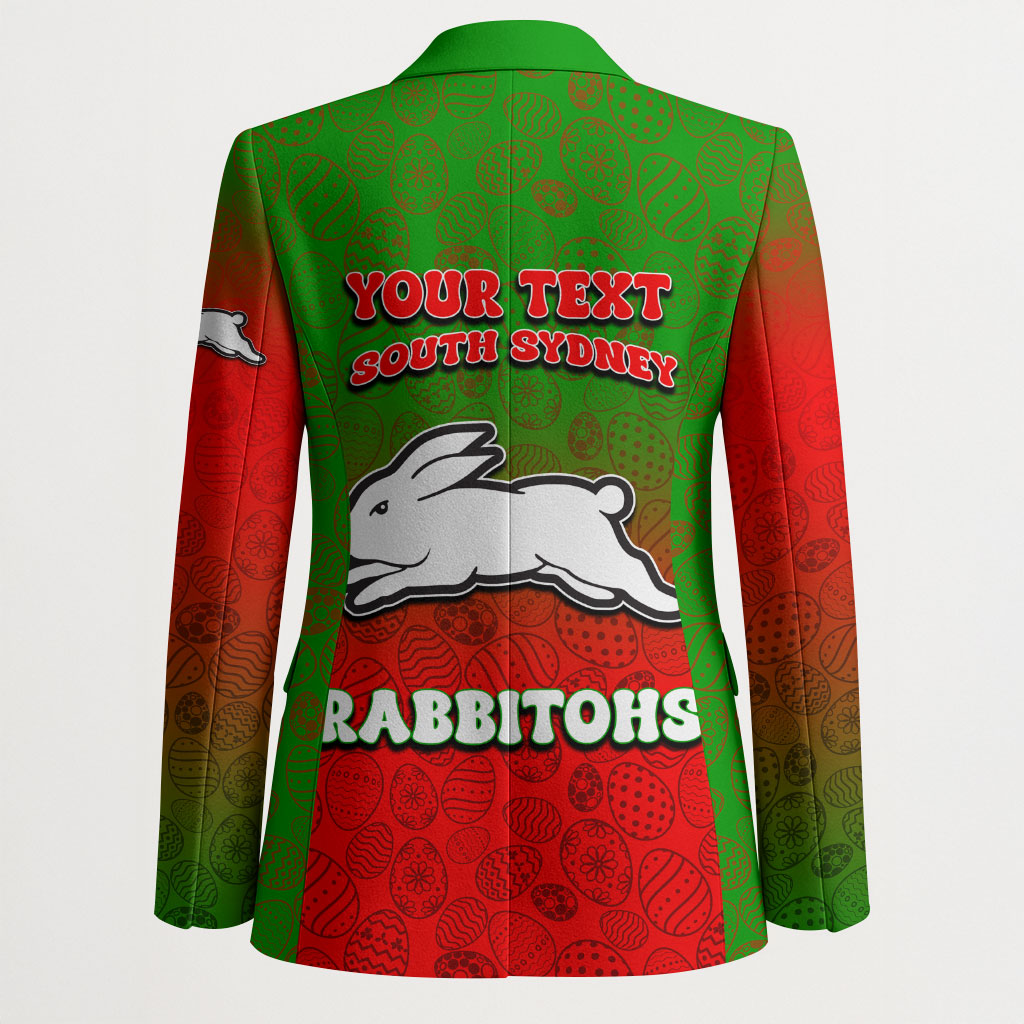 Personalized South Sydney Rabbitohs Blazer Easter Mascot - Colorful Eggs Cartoon Style