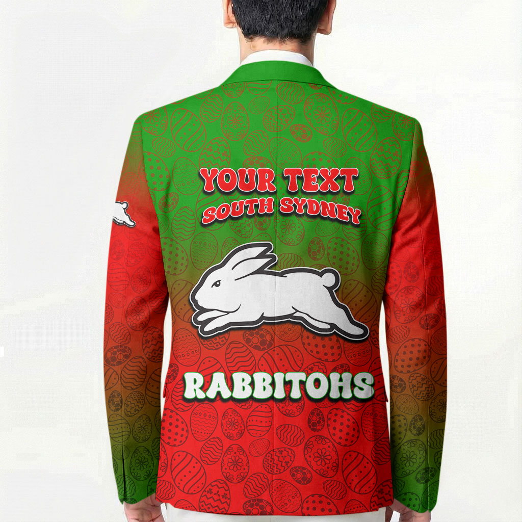 Personalized South Sydney Rabbitohs Blazer Easter Mascot - Colorful Eggs Cartoon Style