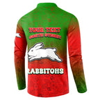 Personalized South Sydney Rabbitohs Button Sweatshirt Easter Mascot - Colorful Eggs Cartoon Style