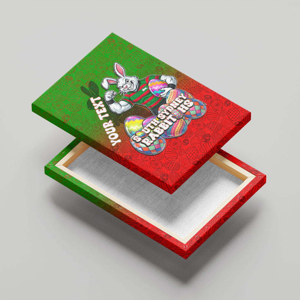 Personalized South Sydney Rabbitohs Canvas Wall Art Easter Mascot - Colorful Eggs Cartoon Style
