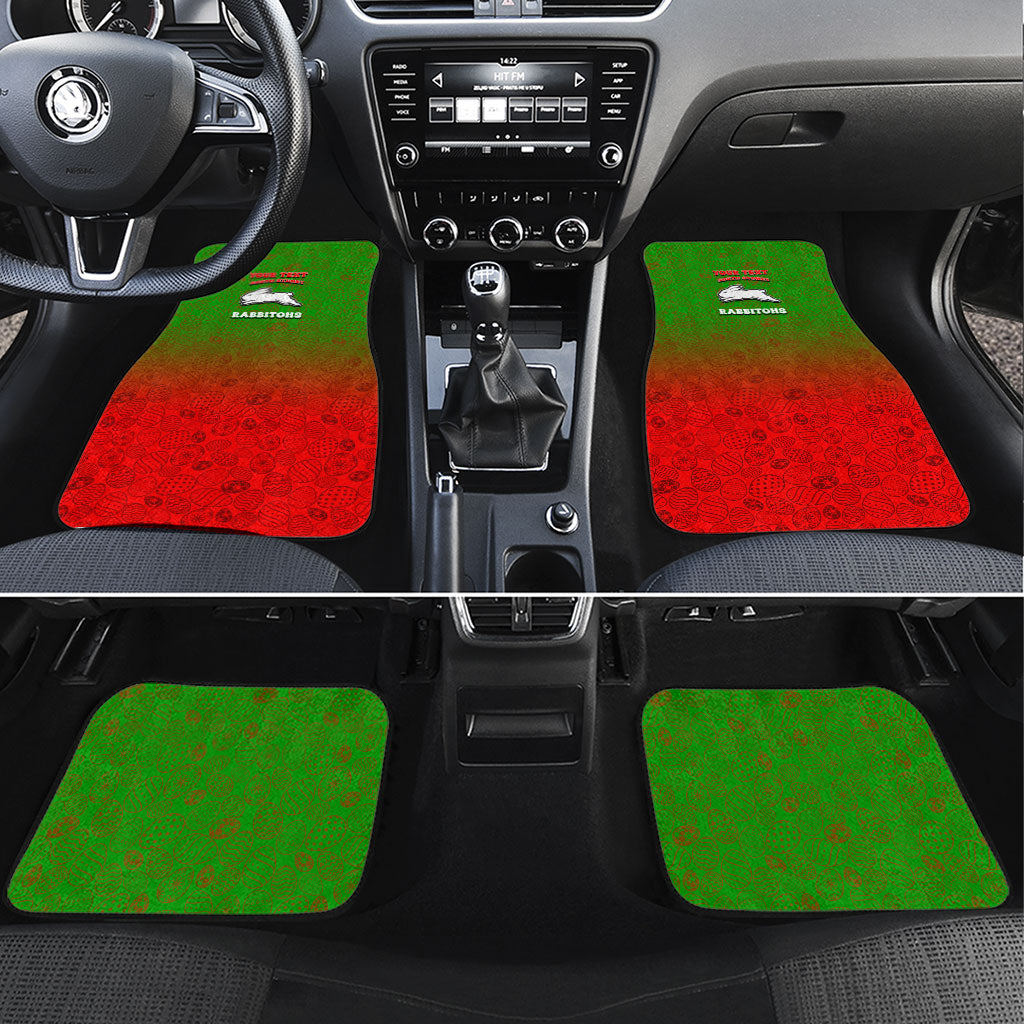 Personalized South Sydney Rabbitohs Car Mats Easter Mascot - Colorful Eggs Cartoon Style