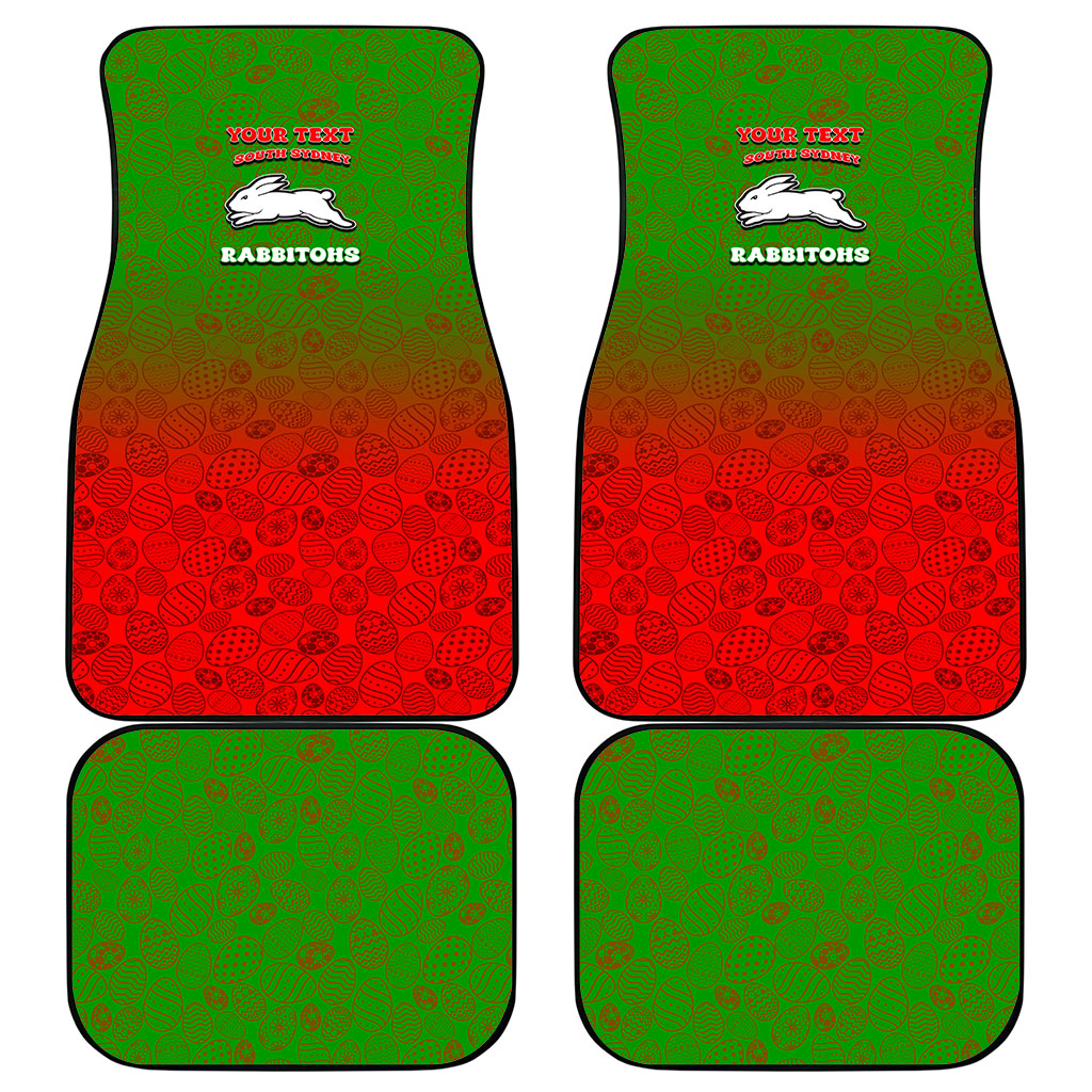 Personalized South Sydney Rabbitohs Car Mats Easter Mascot - Colorful Eggs Cartoon Style