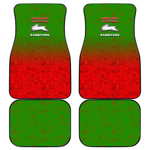 Personalized South Sydney Rabbitohs Car Mats Easter Mascot - Colorful Eggs Cartoon Style