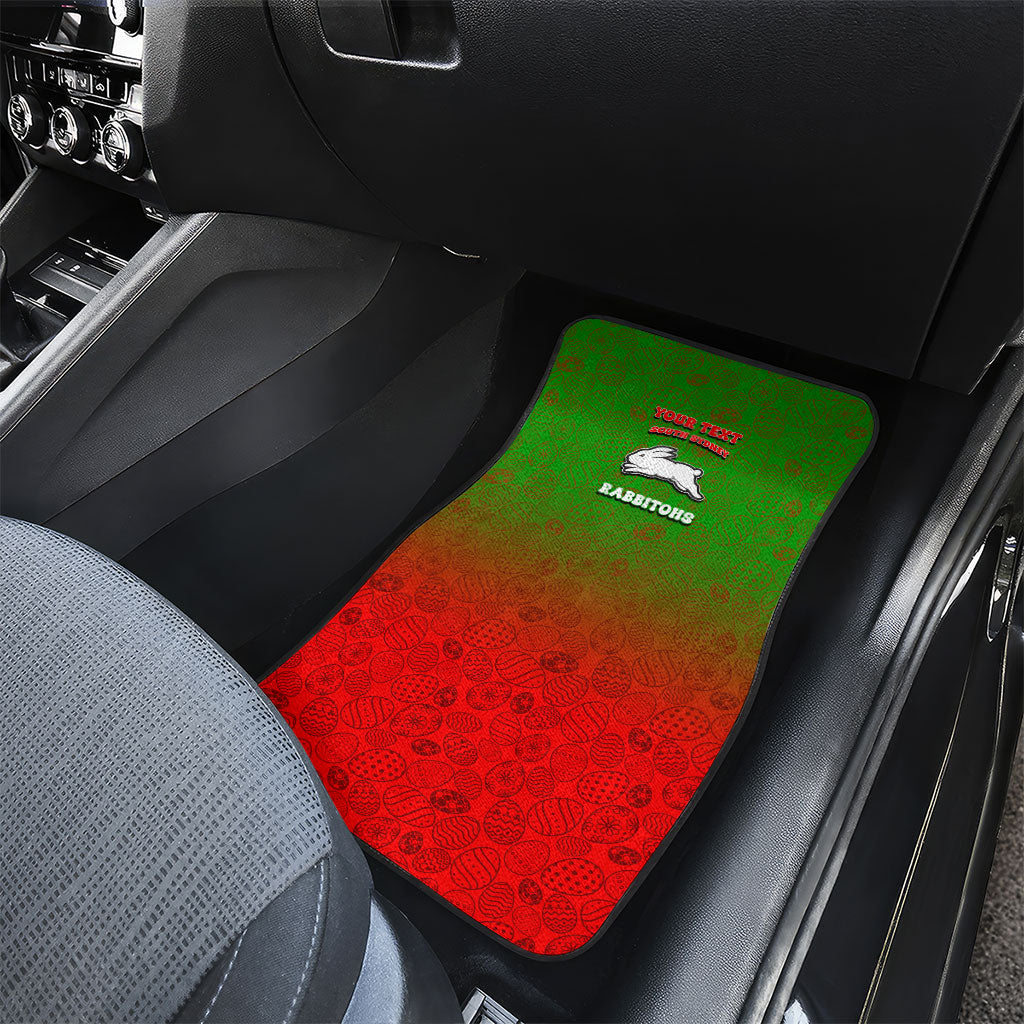 Personalized South Sydney Rabbitohs Car Mats Easter Mascot - Colorful Eggs Cartoon Style