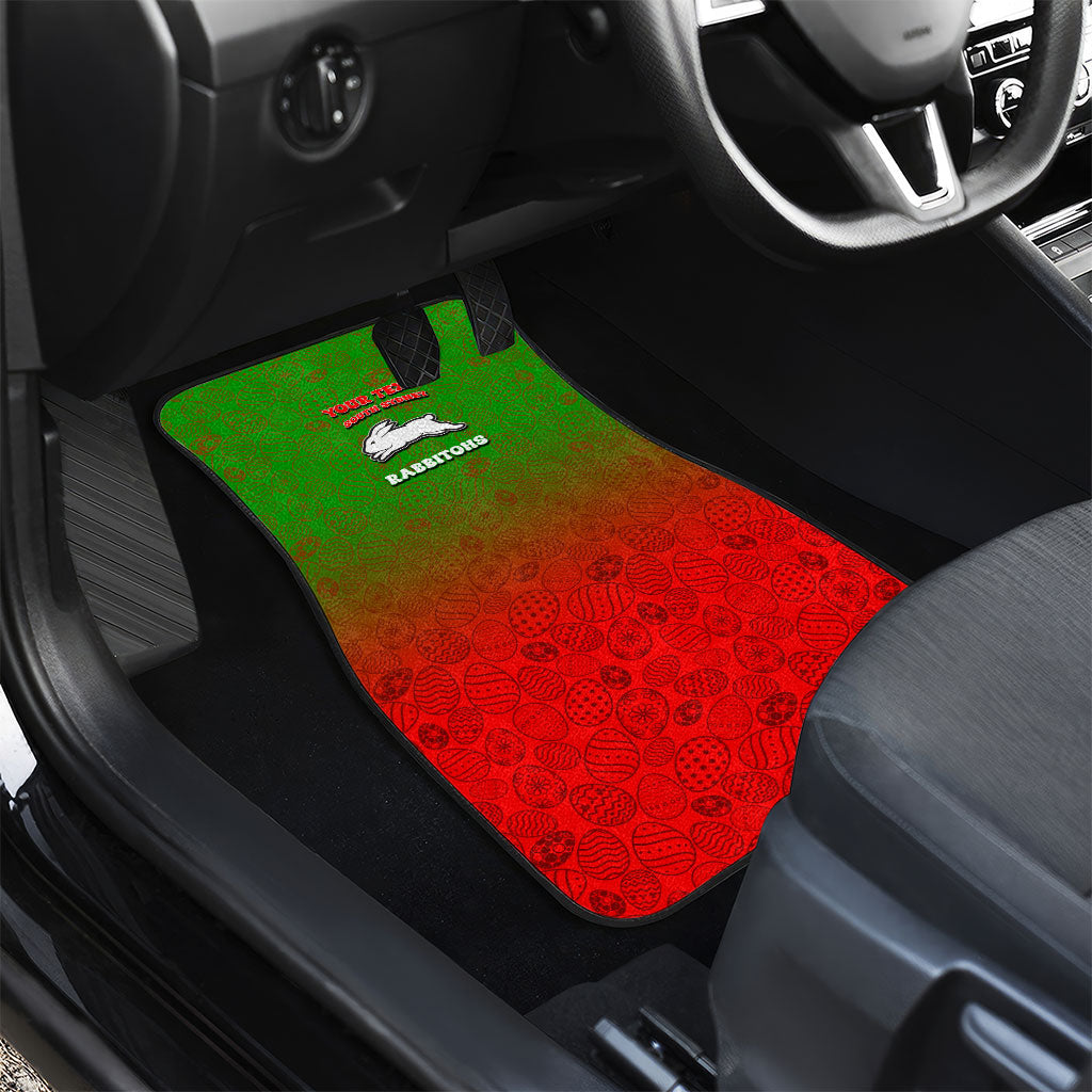 Personalized South Sydney Rabbitohs Car Mats Easter Mascot - Colorful Eggs Cartoon Style