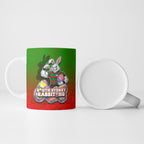 Personalized South Sydney Rabbitohs Ceramic Mug Easter Mascot - Colorful Eggs Cartoon Style