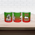 Personalized South Sydney Rabbitohs Ceramic Mug Easter Mascot - Colorful Eggs Cartoon Style