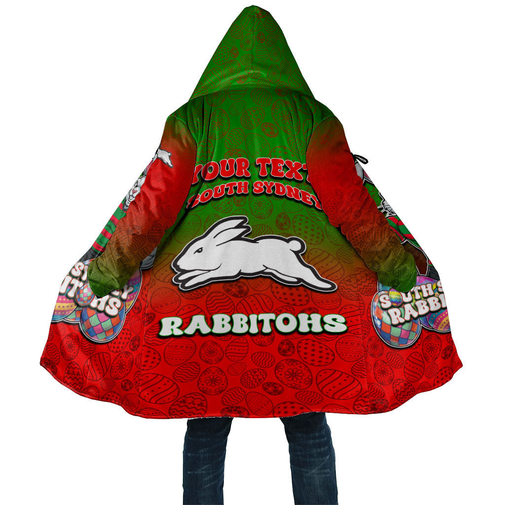 Personalized South Sydney Rabbitohs Cloak Easter Mascot - Colorful Eggs Cartoon Style