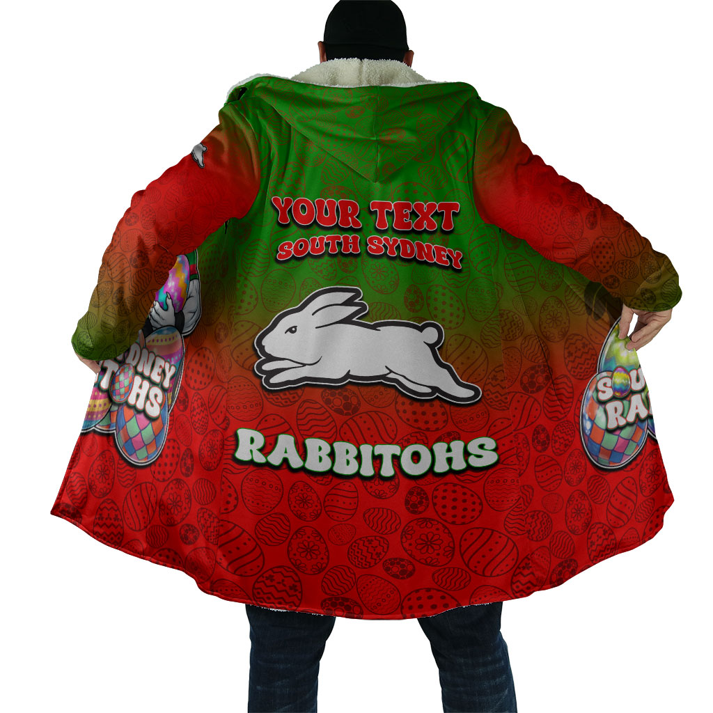 Personalized South Sydney Rabbitohs Cloak Easter Mascot - Colorful Eggs Cartoon Style