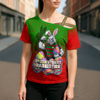 Personalized South Sydney Rabbitohs Cross Shoulder Shirt Easter Mascot - Colorful Eggs Cartoon Style
