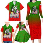 Personalized South Sydney Rabbitohs Family Matching Long Sleeve Bodycon Dress and Hawaiian Shirt Easter Mascot - Colorful Eggs Cartoon Style