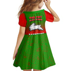 Personalized South Sydney Rabbitohs Family Matching Mermaid Dress and Hawaiian Shirt Easter Mascot - Colorful Eggs Cartoon Style