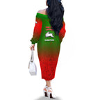 Personalized South Sydney Rabbitohs Family Matching Off The Shoulder Long Sleeve Dress and Hawaiian Shirt Easter Mascot - Colorful Eggs Cartoon Style